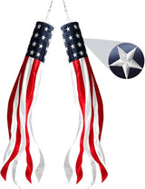 2Pack American Flags Windsock 60Inch Patriotic Decor 4th of July Windsocks with Embroidered Stars Wind Socks Hanging USA Flag Windsock Decoration for Outside Décor Memorial Day,Presidents Day