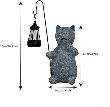 Cat Solar Garden Statues, Resin Cat Figurine Decorations,Outdoor Figurines for Lawn Patio Balcony Yard Ornament, Unique Housewarming and Birthdays Gifts for Mom Women Grandma
