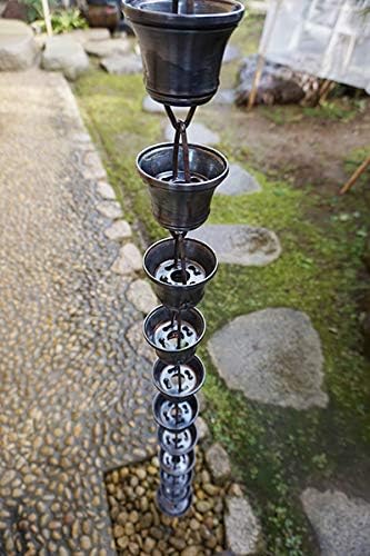 MORIKUNI Made in Japan Authentic Traditional Rain Chain/Downspout/Made of Pure Copper/Available in 4 Styles, 5-16 ft/Optional Decorative Weight Available (Bamboo Large, 13, Feet)