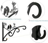 Heavy Duty Outdoor Hanging Plants Brackets, Plant Hangers with Wall Mounted Solid Steel Indoor Hooks, Basket Lantern/Light/Bird Feeder, Pack of 2 Garden Gifts Black (8 inch Black)