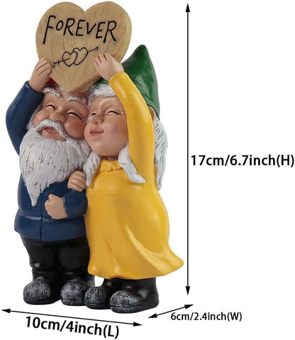 Kiss Garden Gnome Statue Couple in Love Collectible Figurine Mr and Mrs Gnome Sculpture Romantic Gnome Lover Couple Statues Indoor Outdoor Yard Home Décor Mom Dad Friends Gifts (D)