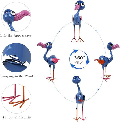 Metal Flamingo Statue Outdoor Garden Decor- Garden Statue Decor Yard Art for Lawn, Backyard - Unique Animal Figurine for Birthday, Housewarming, Christmas