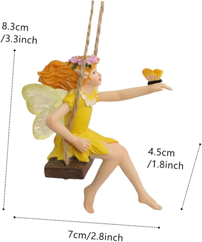 Garneck Hanging Flower Fairy Resin Statue Outdoor Swing Decor for Garden Trees Durable Garden Ornament for Home and Patio Decoration