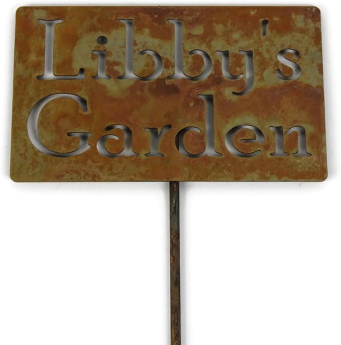 Classic Metal Garden Markers Clearance Items 20 to 33 Inches Tall (Libby's Garden 21", Naturally Rusted)