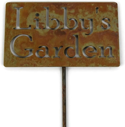 Classic Metal Garden Markers Clearance Items 20 to 33 Inches Tall (Libby's Garden 21", Naturally Rusted)