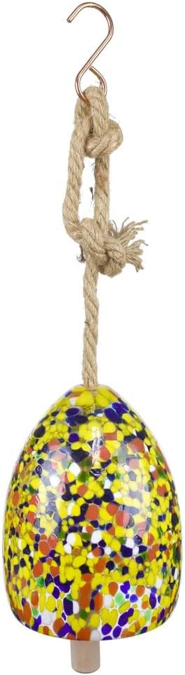 Gift Essentials Blown Glass Bell Wind Chime 5.5 Inches (Yellow)