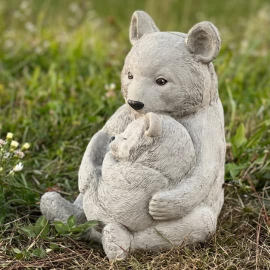 Bears Statue Garden Baby Bear Figurine Concrete Animals Sculpture Lawn Statue for Home and Garden
