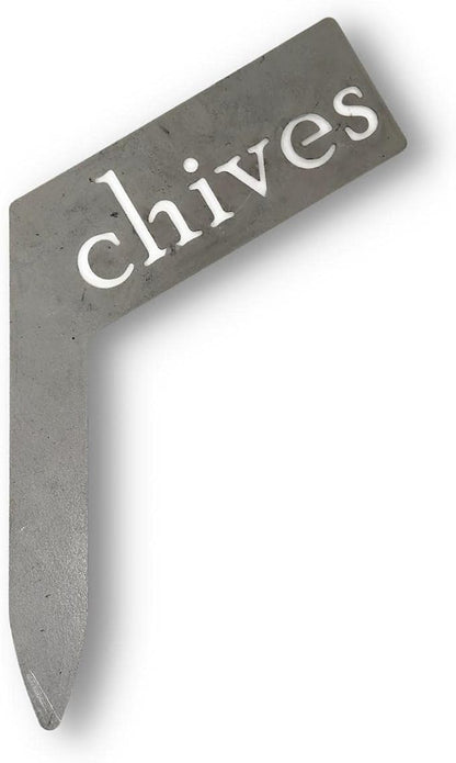 Planter Size Small Metal Garden Plant Vegetable Flower or Herb Markers 13.5 Inches Tall (chives, Raw, Unfinished Steel)
