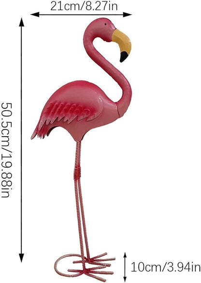 HouseVibe Garden Statue Metal Yard Art Flamingo Sculpture, Iron Animal Figurine Landscape Ornament for Lawn Yard Garden Outdoor Decor- Height 50.5 cm