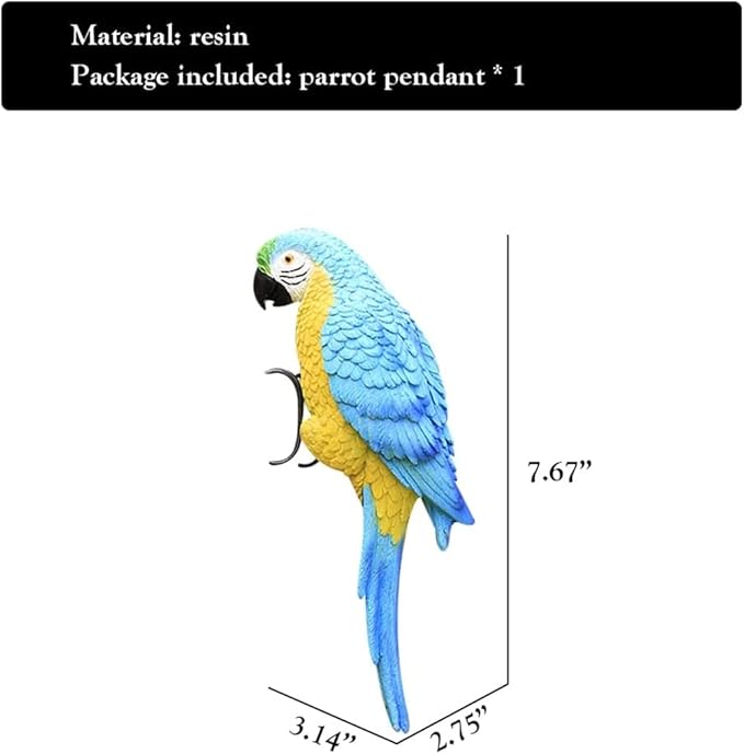 TAYASH Resin Parrot Flower Pot Hugger Decorations,Parrot Animal Sculpture Hanging Realistic Parrot Garden Ornament for Patio Yard Balcony Lawn Figurine Tree Decor (Blue)