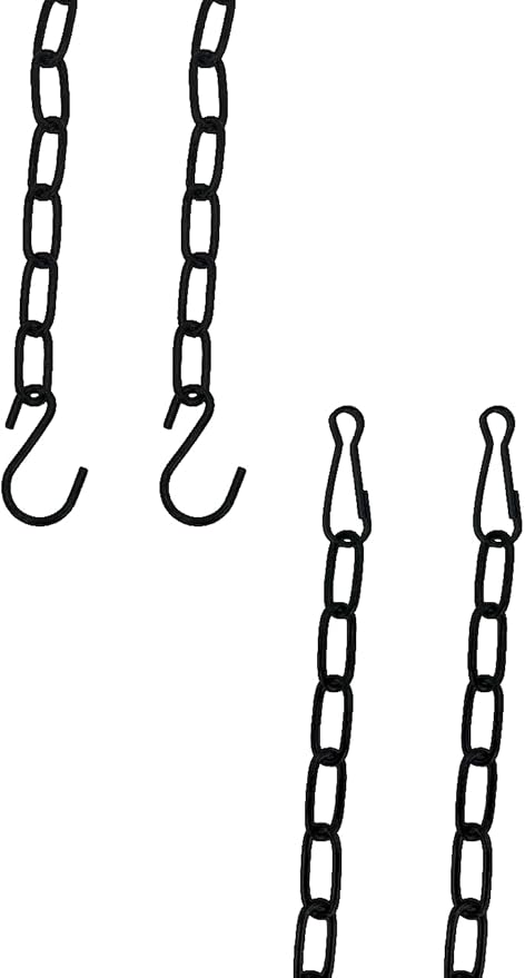 Black Hanging Plant Chains Kit, 10-Inch Adjustable Plant Hangers with Hooks for Hanging Baskets, Bird Feeders, Wind Chimes, Planters and Porch Signs 2Pack