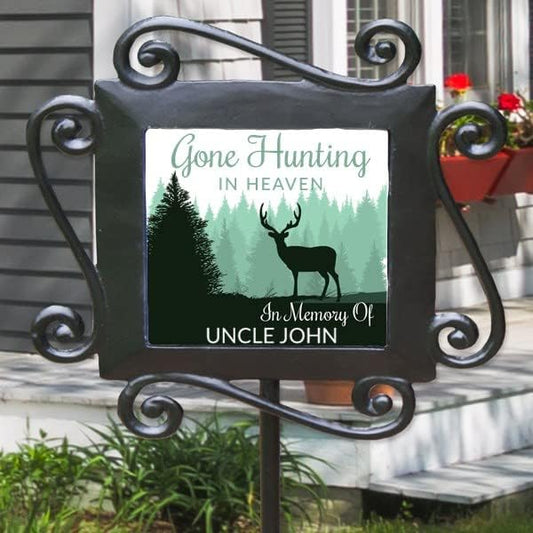 GiftsForYouNow Personalized Gone Hunting in Heaven Garden Stake