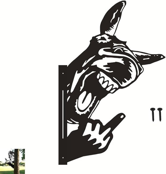 Funny Peeking Squirrel Metal Sign, Middle Finger Garden Yard Art Decor, Rustic Animal Wall Ornament for Tree, Fence, Outdoor Farmhouse, Bigfoot Gag Gift (#Donkey B, 12")
