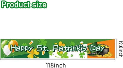 St Patricks Day Banner 120 * 20 inch St Happy St Patricks Day Decorations Backdrop Yard Signs Irish Holiday Decor Party Supplies Shamrock Buffalo Plaid Irishman Hanging Backdrop