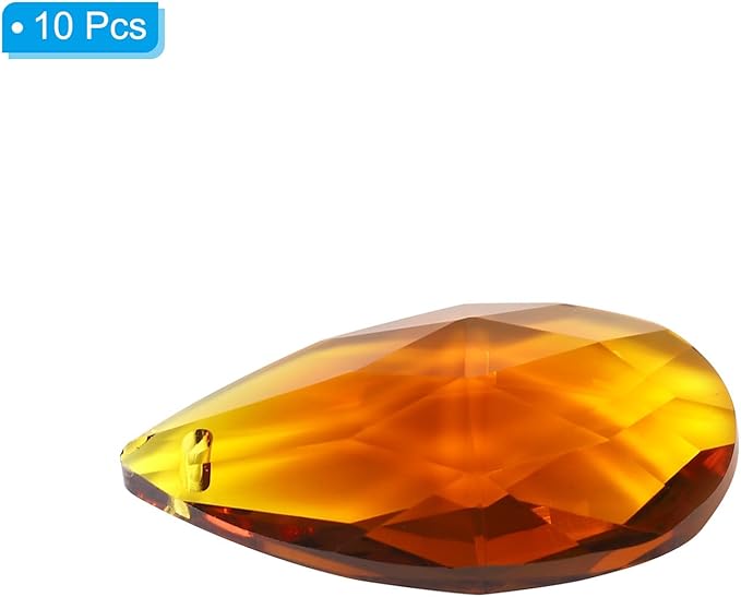 PATIKIL K9 Crystal Pendants Teardrop Beads, 10 Pack 38mm Chandelier Prisms DIY Amber