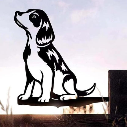 Adorable Dog Stake Decoration Yard Garden Outdoor Metal Art Dog Silhouette Decoration Steel Dogs Statue Adorable Ornament Gift (Beagle)