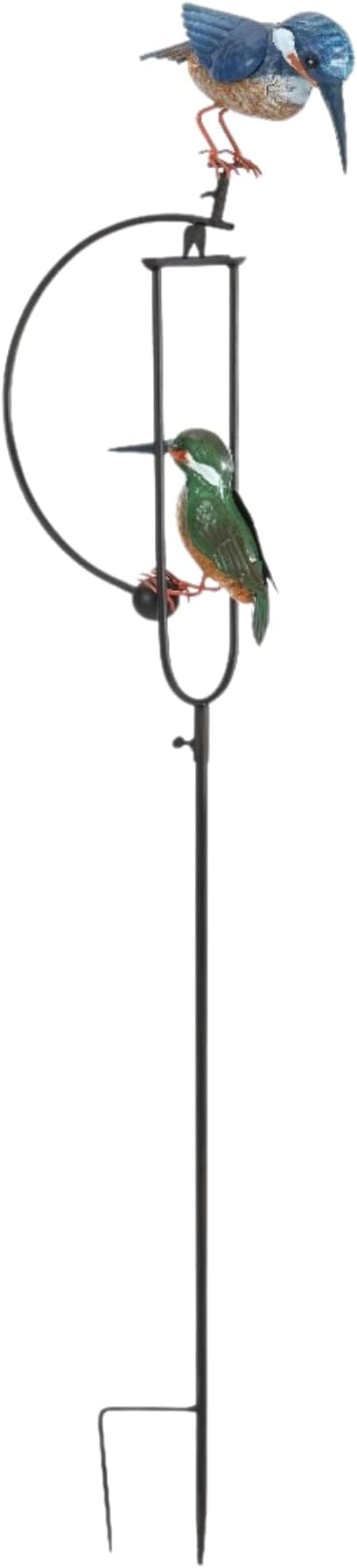 Red Carpet Studios Garden Art Small Blue and Green Hummingbird Balance Rocker Metal Garden Stake Yard Décor, 53” Tall, Dual Bird Design