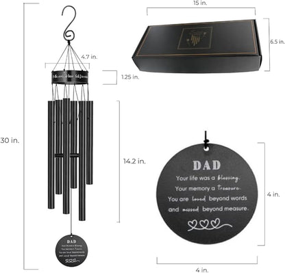 Memorial Wind Chimes for Loss of Loved One Prime, Outdoor Memory Chimes, Mother, Grandma, Grandpa, Father Personalized Bereavement Windchimes, Sympathy Remembrance Chime, Windchime Gift (Dad Memorial)
