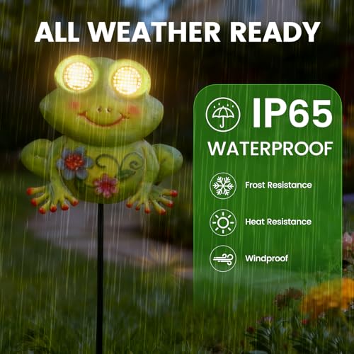 Solar Frog Pathway Lights - LED Blinking Eyes, IP65 Waterproof