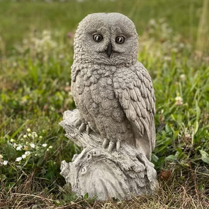 Gray owl Statue for Lawn and Garden Concrete owl Figurine Realistic Owl Sculpture Yard Art Decor Stone Owl Lover Gift