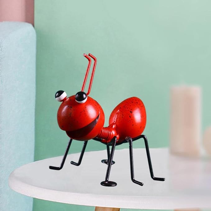 Garden Sculpture Metal Ants Hanging Wall Art Garden Lawn Yard Landscaping Decoration Home Gardening Gift Ornament (Red)