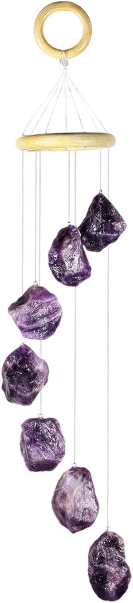 rockcloud Amethyst Raw Stones Wind Chime Home Garden Decoration Figurine