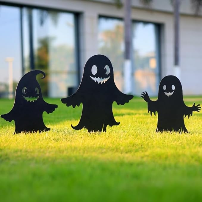 WACLSTDAY Ghost Metal Halloween Decorations Outdoor Garden Stakes, for Women/Men/Ghost Lovers,Black Silhouette Statues Yard Art, Lawn, Backyard, Patio, Pathway Decor