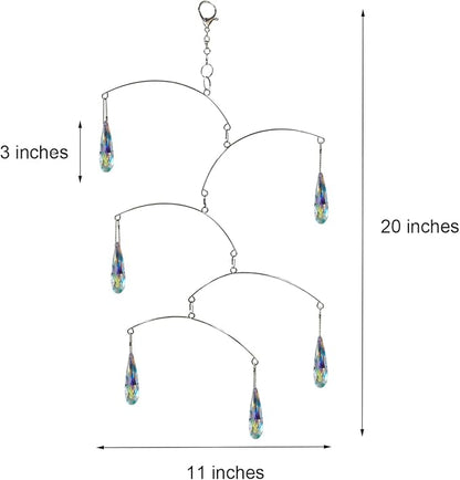 DIY Crystal Sun Catcher Wind Chime, Hanging Prisms Rainbow Maker Suncatcher for Home and Garden Decoration (FL-76AB-6CW)