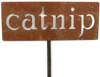 Classic Metal Garden Markers 19 Inches Tall (catnip, Naturally Rusted)