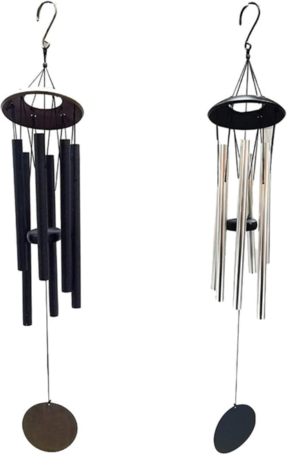 VOS Aura Deluxe Metal Windchime - 38” Beautiful Melodic Hanging Wind Chimes – Set of 2, Perfect Home and Garden Décor, Patio and Yard (Brush White and Bronze)