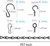 YINGFENG 236 Inch Black Metal Hanging Chains and Hanging Basket Hooks Set for Bird Feeders, Birdbaths, Planters, Grow Lights, Lanterns, Wind Chime and Ornaments, Eye Screws, Chain Hooks DIY