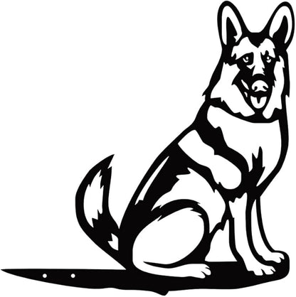 Metal Dog Garden Statue - Outdoor Yard Art Decoration - Black Silhouette - Garden Stakes for Yard Garden Lawn