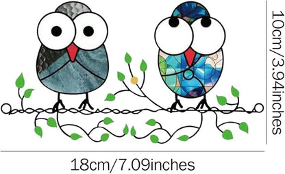 Zayookey Multicolor Owls Window Hanging Suncatchers Panel Bird Stained Window Hangings Ornament for Wall Home Garden Decor Gift (4"×7")