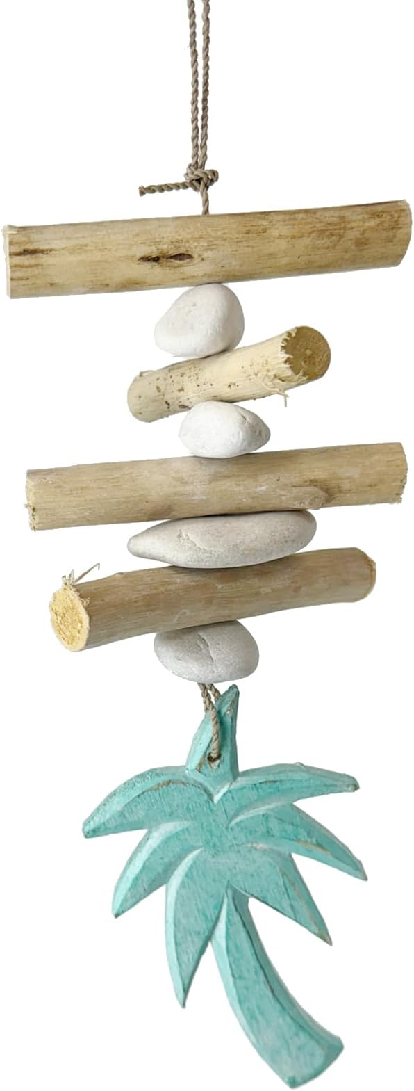 Driftwood Hanging Palm Tree Coastal Decor - Beach Wood Garland Indoor Outdoor Patio Garden Gift 15"