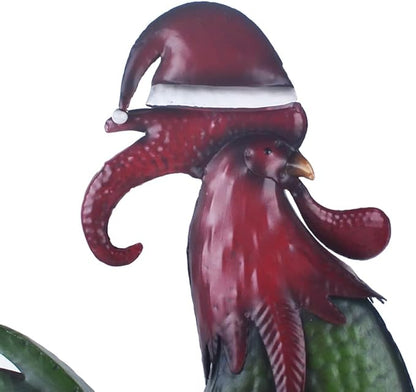 Metal Rooster Sculptures Christmas Ornament and Garden Yard Decor