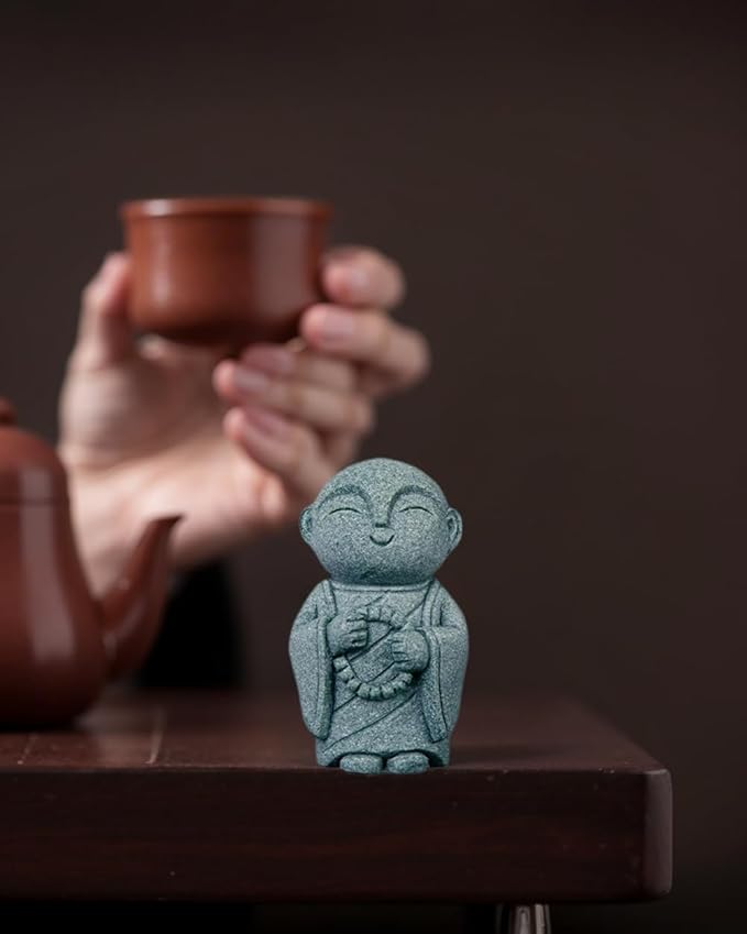Mini Monk Buddha Statue Sandstone Statues Zen Monk Praying Statue Sculptures for Wealth Good Luck Feng Shui Decor Home Fish Tank Aquarium Garden (Style 11)