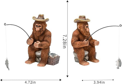 Bigfoot Statue - Bigfoot Fishing Resin Figures 7.2 Inches, Sasquatch Gifts. Bigfoot Decoration is Suitable for Outdoor and Indoor Decor. Garden Bigfoot Decor Father's Day
