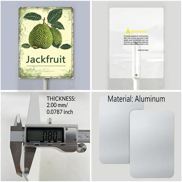 Uptell Vintage Aluminum Jackfruit Fruit Signs Yard Sign with Stake for Garden Fruit Garden Label Stakes Plant Markers for Outdoor Plants Waterproof 7x8.8 inch