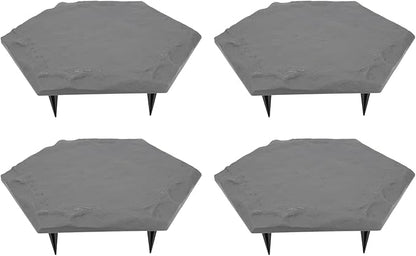 4Pcs Large Stepping Stones,Outdoor Stepping Stones with 24pcs Ground Stakes,Outside Flooring Pavers Decorative for Garden Yard Lawn Pathway Walk Way (Grey)