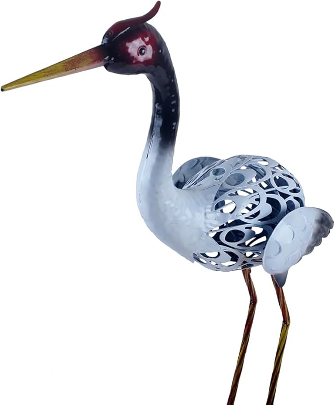 Heron Statue Metal Heron Sculpture Heron Ornaments Garden Decoration Metal Yard Art for Patio Lawn Backyard Outdoor Decoration