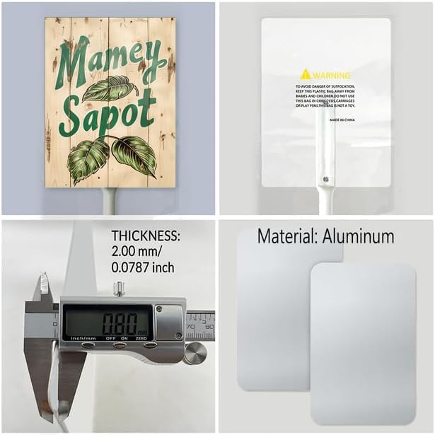 Uptell Vintage Aluminum Mamey Sapot Fruit Signs Yard Sign with Stake for Garden Fruit Garden Label Stakes Plant Markers for Outdoor Plants Waterproof 7x8.8 inch