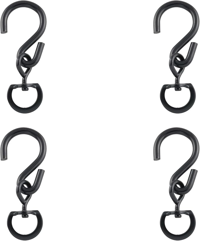 4pcs Swivel Plant Hanger Hooks Black Metal Outdoor Hanging Brackets Swivel Hooks for Hanging Plants Wind Chimes Bird Feeder