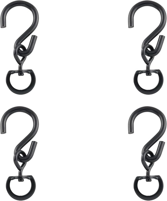 4pcs Swivel Plant Hanger Hooks Black Metal Outdoor Hanging Brackets Swivel Hooks for Hanging Plants Wind Chimes Bird Feeder