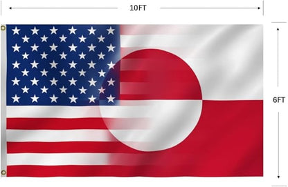 America Greenland Flag 6X10FT, USA Greenlander Friendship Flags,Both Sides Printed, Men Women Banner,Vibrant Colors, Double Stitched with 2 Brass Grommets, Bar Garden Street Decoration, GYM, Office Decor,Indoor Outdoor Use,Gifts. (Z-US-GL, 6x10ft)