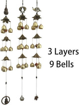 Fish with Energy Bead Wind Chimes Represents Richer Than Richer Copper Alloy 3 Layers+9 Bells for Outdoor Decorations Garden Yard Trees Or As A Good Gift