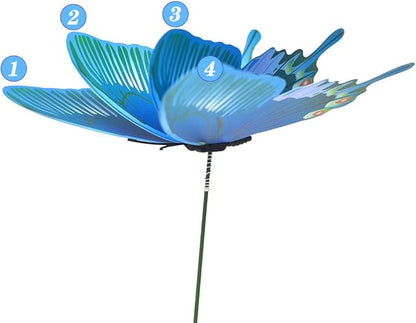 FENELY Butterfly Garden Decor Stakes,Double Wing Waterproof 3D Blue Butterflies Garden Ornaments Outdoor Decorations for Patio Lawn Yard PVC Gardening Art Christmas Whimsical Gifts