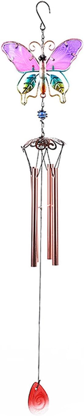 Butterfly Wind Chimes, Colorful Wind Chimes for Outside Creative Painted Metal Wind Chime Decorative Wind Chime for Outdoor Patio Corridors Inside Home Decor Living Room (Purple - Long)