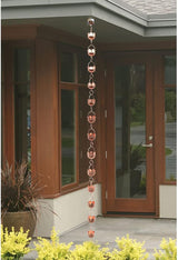 Pure Copper Garden rain Chain-Functional and Decor Replacement for Gutter Downspouts. Decor Rain Chime and Fountain. Lotus Design. One Free Adapter. 8.5 ft Length and 3 in Diameter,TF96325