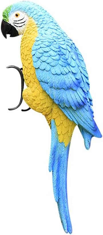 TAYASH Resin Parrot Flower Pot Hugger Decorations,Parrot Animal Sculpture Hanging Realistic Parrot Garden Ornament for Patio Yard Balcony Lawn Figurine Tree Decor (Blue)