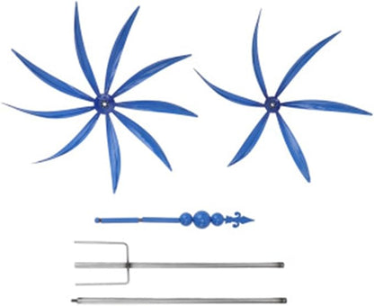 360° Outdoor Wind Spinner, Garden Pinwheels Metal Wind Sculpture Spinner with Gardens Stake, Rotating Windmill Yard Art Decor for Patio, Lawn & Garden (Blue)